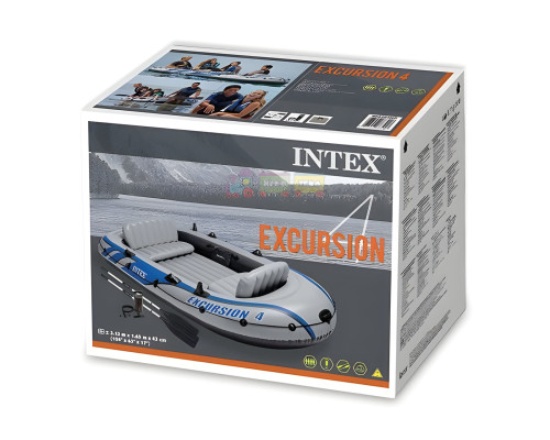 4-місний човен для риболовлі та прогулянок EXCURSION 4 Intex 68324. C алюмінієвими веслами та насосом у коробці