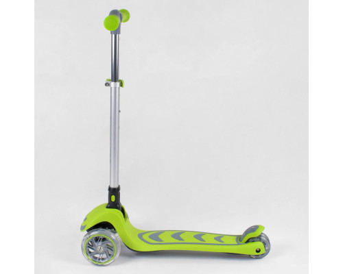 Дитячий самокат Best Scooter 46987. Складане алюмінієве кермо, PU колеса з підсвічуванням. Салатовий