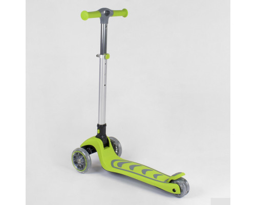 Дитячий самокат Best Scooter 46987. Складане алюмінієве кермо, PU колеса з підсвічуванням. Салатовий