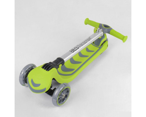 Дитячий самокат Best Scooter 46987. Складане алюмінієве кермо, PU колеса з підсвічуванням. Салатовий