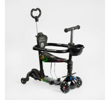 Дитячий самокат 5 в 1 Best Scooter LS-41629. З дод. колесами, захисний бампер, PU колесами зі світлом. Чорний