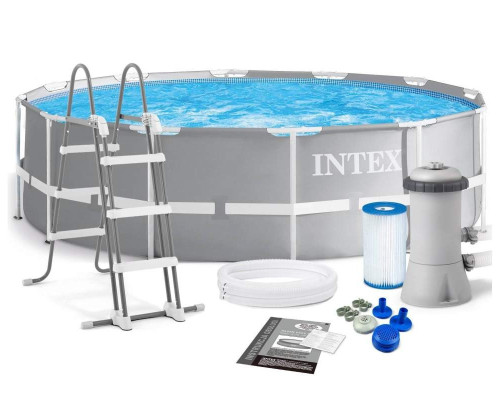 Круглий каркасний басейн Intex 26716 з драбиною і насосом-фільтром, 366x99см 8503л