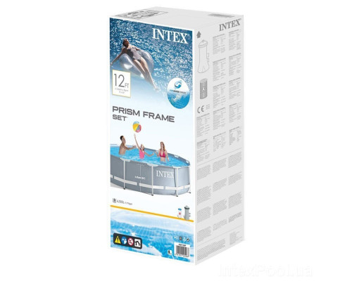 Круглий каркасний басейн Intex 26716 з драбиною і насосом-фільтром, 366x99см 8503л