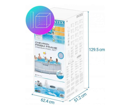 Круглий каркасний басейн Intex 26746 з драбиною, тентом, підстилкою і насосом-фільтром, 488x122см 19776л
