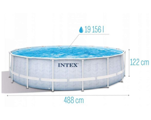 Круглий каркасний басейн Intex 26746 з драбиною, тентом, підстилкою і насосом-фільтром, 488x122см 19776л