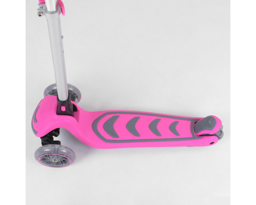 Дитячий самокат Best Scooter 57795. Складане алюмінієве кермо, PU колеса з підсвічуванням. Рожевий