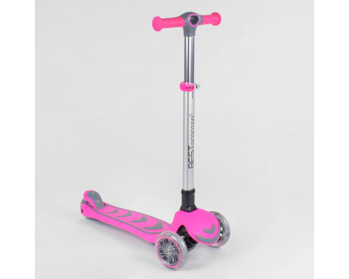 Дитячий самокат Best Scooter 57795. Складане алюмінієве кермо, PU колеса з підсвічуванням. Рожевий