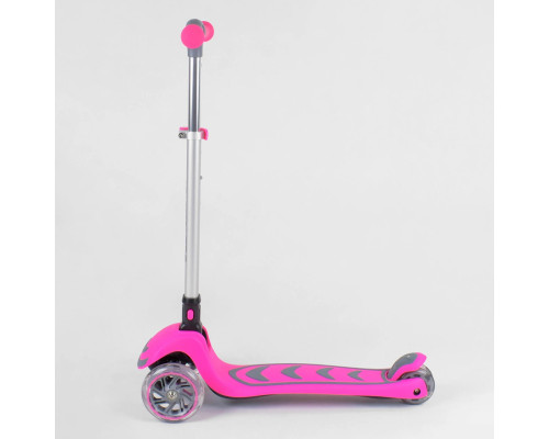 Дитячий самокат Best Scooter 57795. Складане алюмінієве кермо, PU колеса з підсвічуванням. Рожевий
