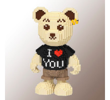 Конструктор Magic Blocks Ведмедик "I love you" Бежевий на 4450 деталей. Ведмедик Тедді 40 см