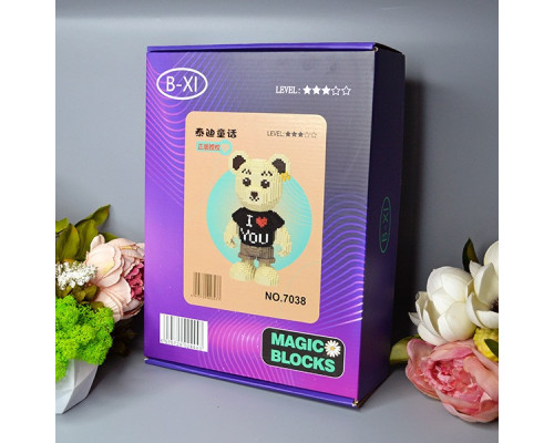 Конструктор Magic Blocks Ведмедик "I love you" Бежевий на 4450 деталей. Ведмедик Тедді 40 см