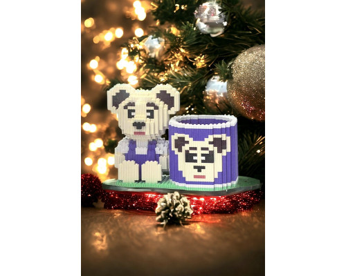 Конструктор Magic Blocks Органайзер для олівців на 1488 деталей. Ведмедик Bearbrick 24,8 см