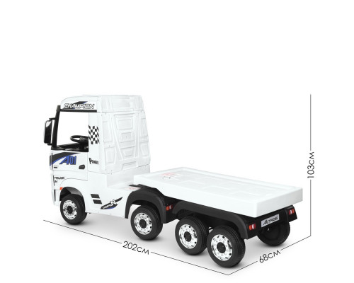 Електромобіль дитячий вантажівка Mercedes Bambi M 4208EBLR-1 (2), з причепом. Білий