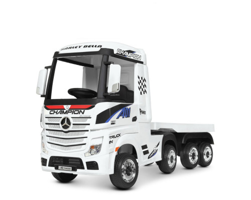 Електромобіль дитячий вантажівка Mercedes Bambi M 4208EBLR-1 (2), з причепом. Білий
