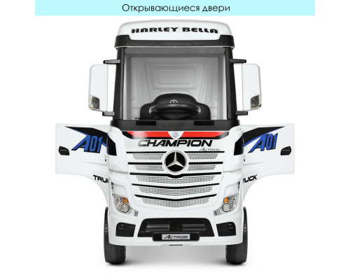 Електромобіль дитячий вантажівка Mercedes Bambi M 4208EBLR-1 (2), з причепом. Білий
