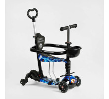 Дитячий самокат 5в1 Best Scooter LS-70036. З дод. колесами, захисним бампером та PU колесами зі світлом. Чорний