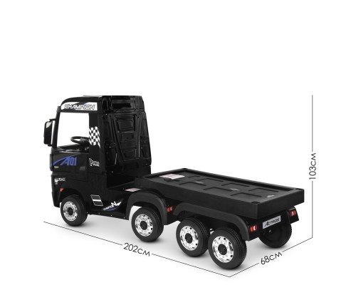 Електромобіль дитячий вантажівка Mercedes Bambi M 4208EBLR-2 (2), з причепом. Чорний