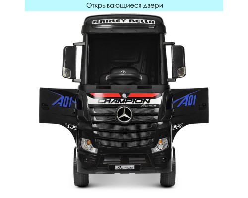 Електромобіль дитячий вантажівка Mercedes Bambi M 4208EBLR-2 (2), з причепом. Чорний