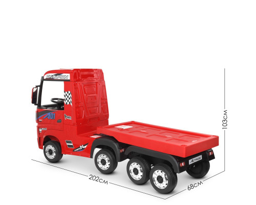 Електромобіль дитячий вантажівка Mercedes Bambi M 4208EBLR-3 (2), з причепом. Червоний