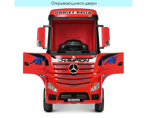 Електромобіль дитячий вантажівка Mercedes Bambi M 4208EBLR-3 (2), з причепом. Червоний
