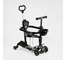 Дитячий самокат 5в1 Best Scooter LS-09112. З дод. колесами, захисним бампером, PU колеса з підсвічуванням. Чорний