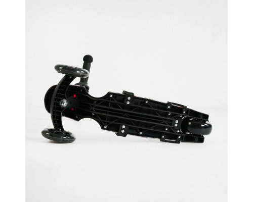 Дитячий самокат 5в1 Best Scooter LS-90225. З дод. колесами, захисним бампером, PU колеса з підсвічуванням. Чорний