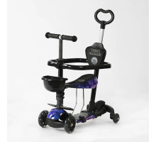 Дитячий самокат 5в1 Best Scooter LS-90225. З дод. колесами, захисним бампером, PU колеса з підсвічуванням. Чорний