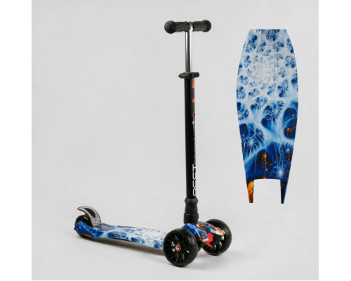 Дитячий самокат Best Scooter MAXI S - 11102. Знімне кермо, колеса PU з підсвічуванням. Блакитний