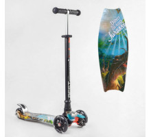 Дитячий самокат Best Scooter 779-2155 MAXI. Пластмасовий, 4 PU колеса з підсвічуванням. Бірюзовий