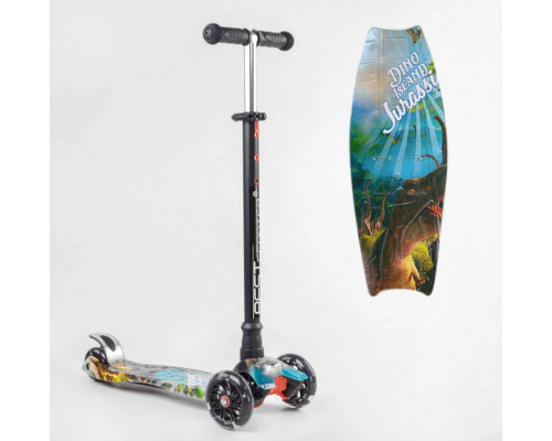 Дитячий самокат Best Scooter 779-2155 MAXI. Пластмасовий, 4 PU колеса з підсвічуванням. Бірюзовий