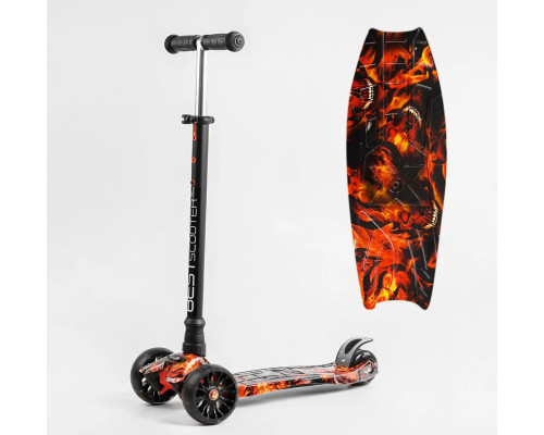 Дитячий самокат Best Scooter MAXI S-10606. Знімне кермо, 4 PU колеса з підсвічуванням. червоний