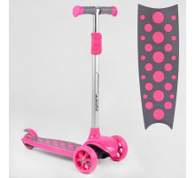 Дитячий самокат Best Scooter LK-61022. Підсвічування деки, коліс та дисків, PU колеса, знімне кермо. Рожевий