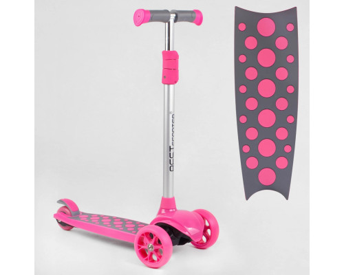 Дитячий самокат Best Scooter LK-61022. Підсвічування деки, коліс та дисків, PU колеса, знімне кермо. Рожевий