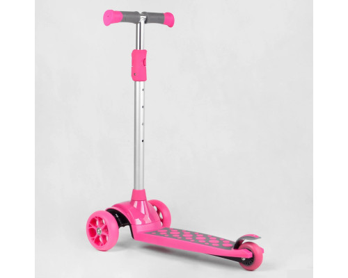 Дитячий самокат Best Scooter LK-61022. Підсвічування деки, коліс та дисків, PU колеса, знімне кермо. Рожевий