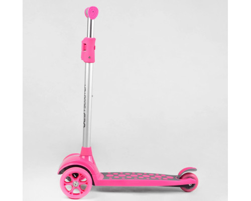 Дитячий самокат Best Scooter LK-61022. Підсвічування деки, коліс та дисків, PU колеса, знімне кермо. Рожевий