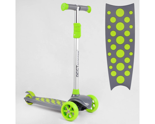 Дитячий самокат Best Scooter LK-70111. Підсвічування деки, коліс та дисків, PU колеса, знімне кермо. Зелений