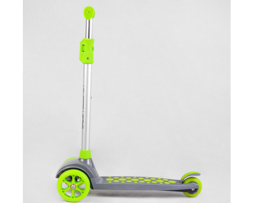 Дитячий самокат Best Scooter LK-70111. Підсвічування деки, коліс та дисків, PU колеса, знімне кермо. Зелений