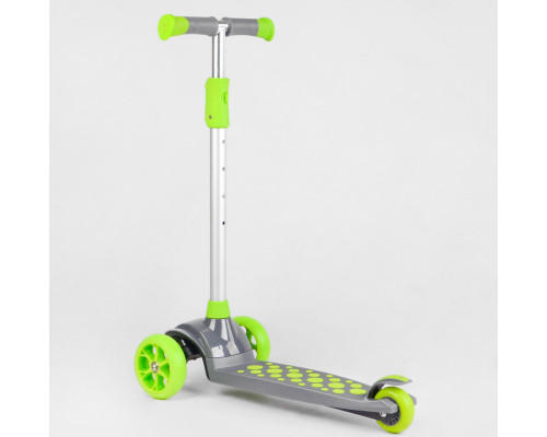 Дитячий самокат Best Scooter LK-70111. Підсвічування деки, коліс та дисків, PU колеса, знімне кермо. Зелений