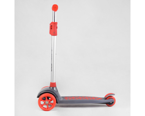 Дитячий самокат Best Scooter LK-52003. Підсвічування деки, коліс та дисків, PU колеса, знімне кермо. Червоний