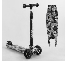 Дитячий самокат Best Scooter 65-878 MAXI. Складане кермо, 3 колеса PU з підсвічуванням. Чорний