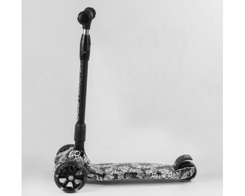 Дитячий самокат Best Scooter 65-878 MAXI. Складане кермо, 3 колеса PU з підсвічуванням. Чорний
