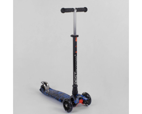 Дитячий самокат Best Scooter 779-1528 MAXI. Пластмасовий, 4 PU колеса з підсвічуванням. Чорний