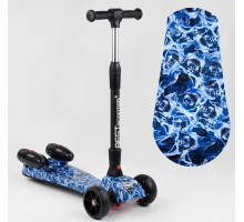 Дитячий самокат Best Scooter MAXI 46189. З парогенератором, музика, дим, світло, складане кермо. Синій