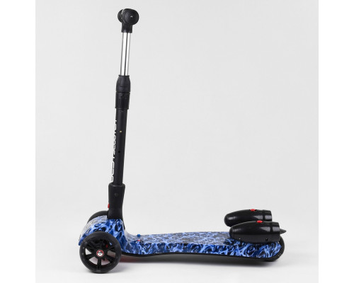 Дитячий самокат Best Scooter MAXI 46189. З парогенератором, музика, дим, світло, складане кермо. Синій