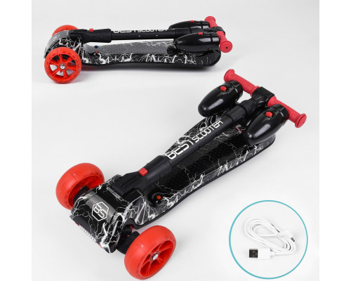Дитячий самокат Best Scooter MAXI 80542. З парогенератором, музика, дим, світло, складане кермо. Чорний